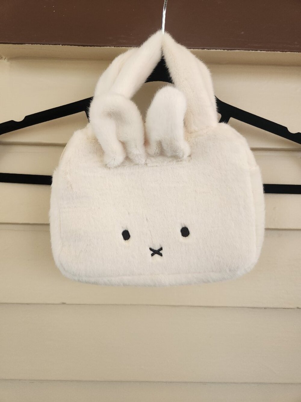 Miffy White Plush Bunny Stuffed Animal Purse Tote Bag Fluffy Faux Fur